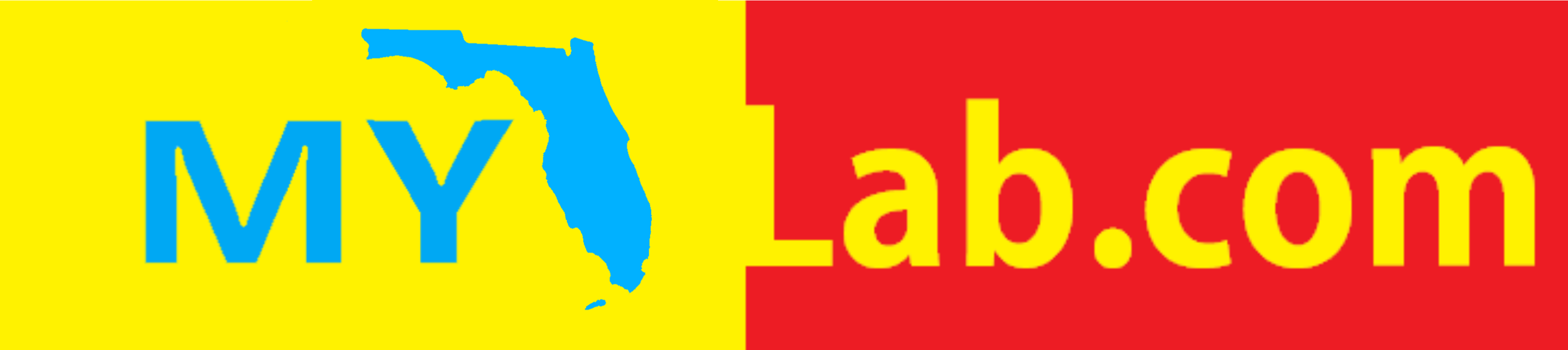 The words my and a silhouette map of Florida are in light blue over yellow, and the words lab.com in yellow over a red background. This is the site you were looking for for your annual check-up labs, with a facility near your home and the best price.